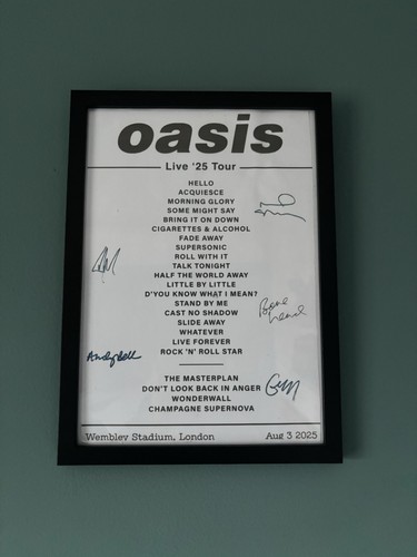 Oasis setlist poster reunion - oasis,