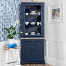 Navy Blue Corner display cabinet glass door corner dresser Assembled Florence