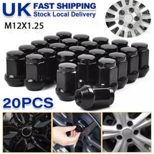 20X Black Alloy Wheel Nuts M12