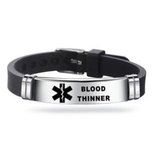 Blood Thinner Medical Alert Adjustable Bracelet Stainless Steel Engrave