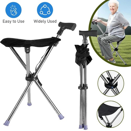 Folding walking stick seat - folding,