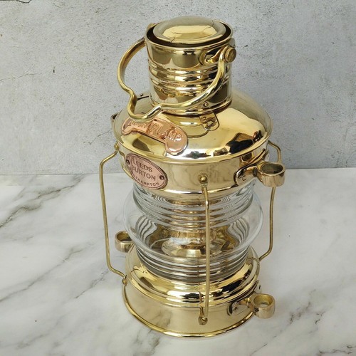 Brass anchor oil lamp - brass, nautical