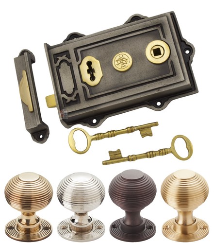 Davenport rim lock with - lock, heavy