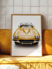 Vintage Corvette Poster, Classic Chevrolet Corvette Stingray Wall Art, Retro Car