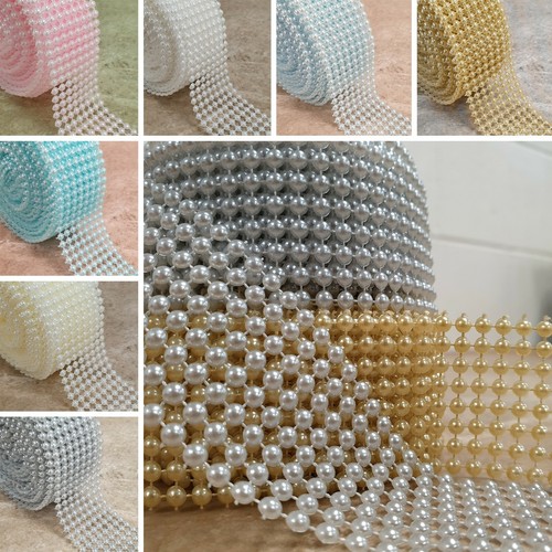 Pearl ribbon mesh - pearl, wide