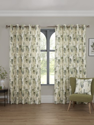 Lined eyelet abstract curtains - abstract,