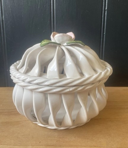White majolica ceramic - ceramic, basket