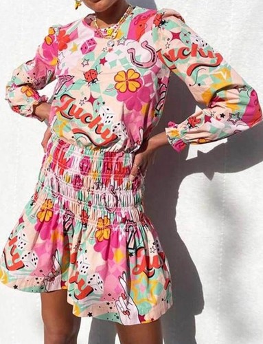 Womens pink cotton lucky - , print