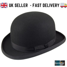 Black Wool Felt Bowler Hat - Satin Lined - Top Quality : S-XXL - FAST POST ??