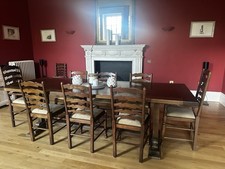 Solid Oak Dining Table With 10