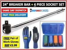 Breaker Bar 1/2" Dr 24" Long Strong Arm Power Bar and 4pc Alloy Wheel Socket Set