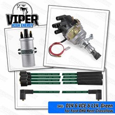 Viper High Energy Distributor Coil and Green HT Leads for Ford X Flow Engines
