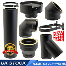 Twin Wall Insulated Flue Pipe Black 6 inch HETAS Cert Wood Burning Multifuel