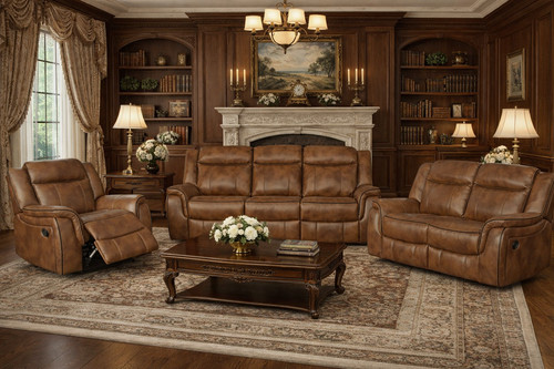 Tan brown leather gel recliner - gel,