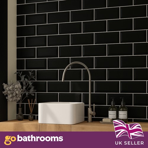 Glossy black ceramic subway - glossy,