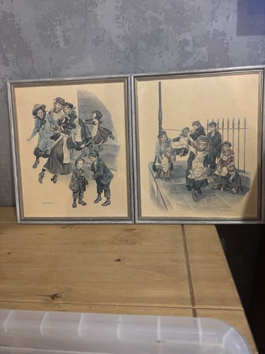 Vintage pair framed prints - vintage,