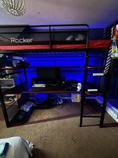 X Rocker Battlebunk Gaming High Sleeper Bed with Desk - Black (7118801)
