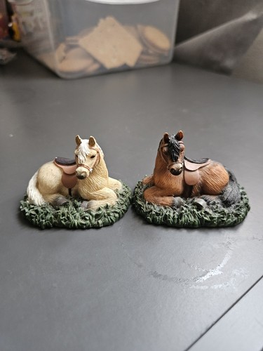 Laying horse white brown - horse's, &