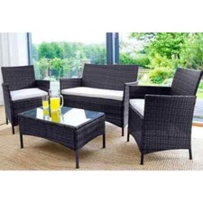 RATTAN GARDEN FURNITURE SET 4 PIECE CHAIRS SOFA TABLE OUTDOOR PATIO SET