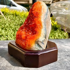 3.39LB Superb Yellow Citrine Crystal Cave Decor Stone Cathedral Geode Specimen