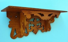 Solid Oak Wood Victorian Handmadw Scroll Fret Wall Shelf 24" Book Ledge Ornate