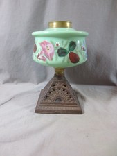 ANTIQUE GREEN GLASS DUPLEX OIL