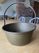 Vintage Solid Brass Cauldron Jam Pot 30cm diameter. 