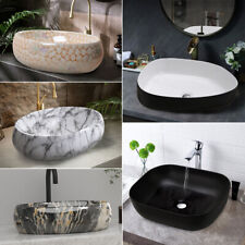 Bathroom Basin Sink Hand Wash Counter Top Ceramic Marble Effect Vessel Bowls UK