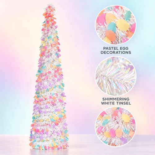 White tinsel easter tree - white,