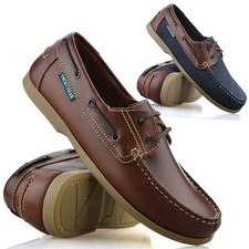 Mens Boat Deck Leather Lace Up