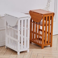 Foldable Wooden End Table Magazine Racks with Storage Shelf Sofa Coffee Tea Desk