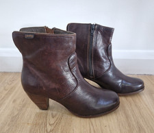 Camper Brown Ankle Boots Size 40 UK 7 Cuban Ankle Mid Heel Leather Boot Ladies