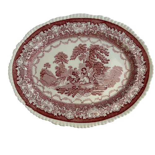 1920s watteau red - red, transferware