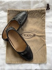 Black Leather Tod’s Size 7.5 Women’s Flats Vintage With Bag!