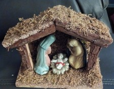 Christmas Magic Nativity Stable and Porcelain Figures Boxed Vintage