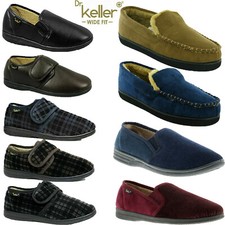DR KELLER MENS SLIPPERS STRAP FLEECE UPPER WARM  CUSHIONED CASUAL SLIP ON SHOES