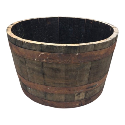 Large oak half barrel planter - large,