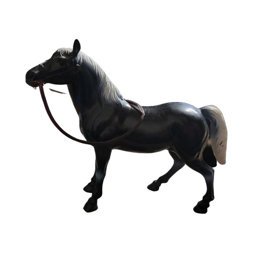 Black plastic horse - horse, toy