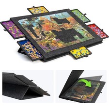 Felt Jigsaw Puzzle Board Portable Puzzle Storage Table w/ 6 Slid Drawer 1000pcs