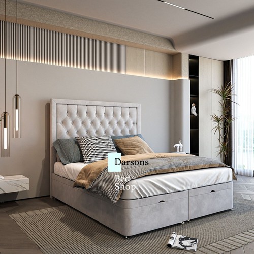 Velvet ottoman divan bed gas - velvet,