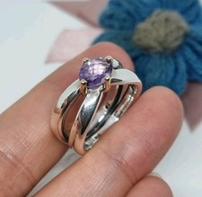 Genuine Pandora Silver & 14k Gold Purple Amethyst Love Knot Ring  Size 56 💕 