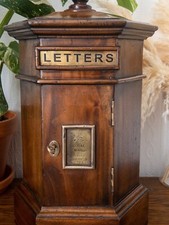 Miniature Mahogany Wood Post Box Royal British , English Victorian Style, Royal