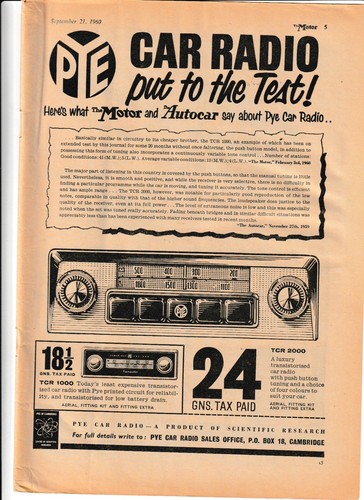 Original 1960 pye car radio - original,