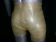FETISH BONDAGE RUBBER  SHORTS LATEX POUCH BDSM SWINGING PEGGING TRANSPARENT 5230