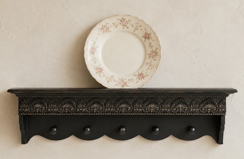 Wood wall shelf - wall, black