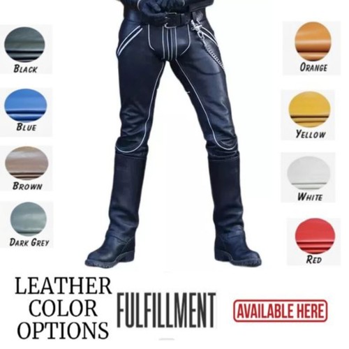Men real leather pants punk - leather,