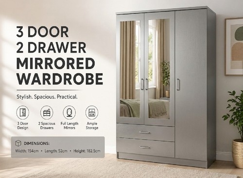 Grey door mirror - wardrobe, 2