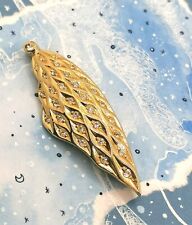 Vintage RARE CHRISTIAN DIOR Germany Gold Tone Crystal Brooch Pin Pendant 