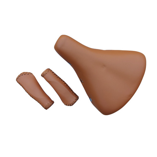 Brown saddle handlebar grips - saddle, /