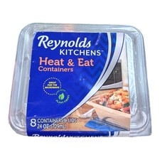 Reynolds Kitchens Heat & Eat Containers 24 oz 8 Count Microwave Safe Reheat Food